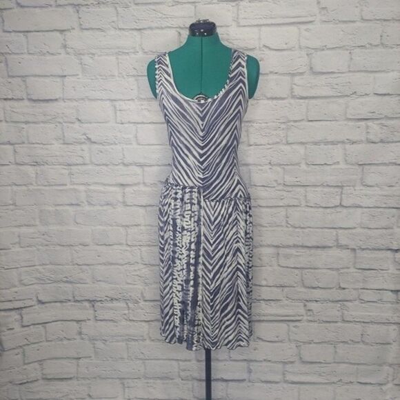 BCBGMAXAZRIA andria womens gray modal tie dye striped draped skirt dress size S - Picture 1 of 8